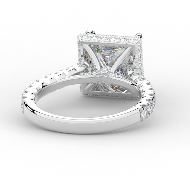3.90CT.TW PRINCESS LAB DIAMOND HALO ENGAGEMENT RING - Nazarelle