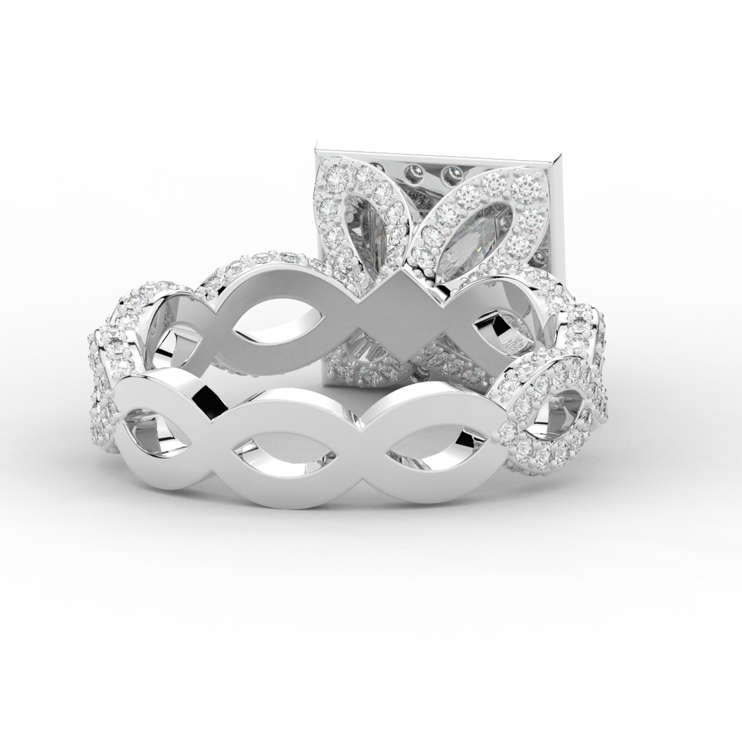 2.40CT.TW PRINCESS LAB DIAMOND HALO ENGAGEMENT RING - Nazarelle
