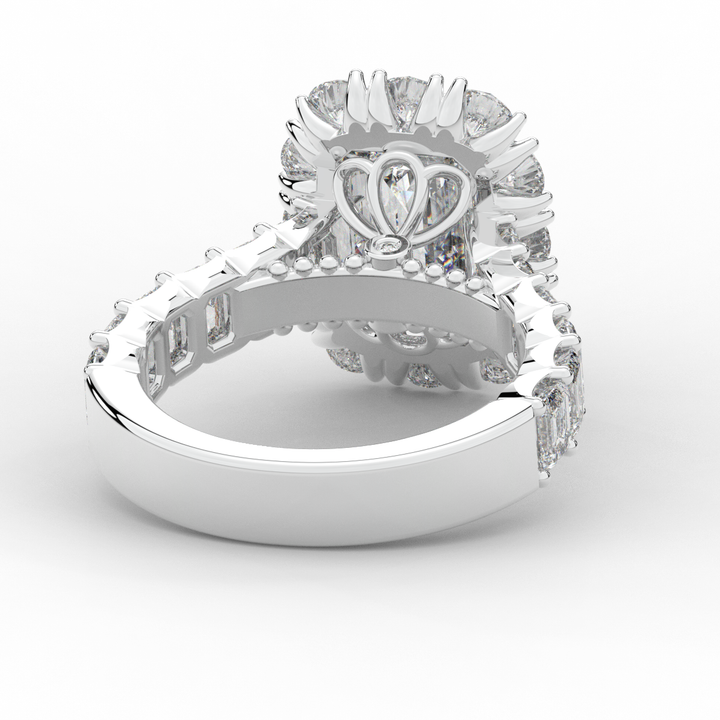 6.00CT.TW EMERALD CUT LAB DIAMOND HALO ENGAGEMENT RING - Nazarelle