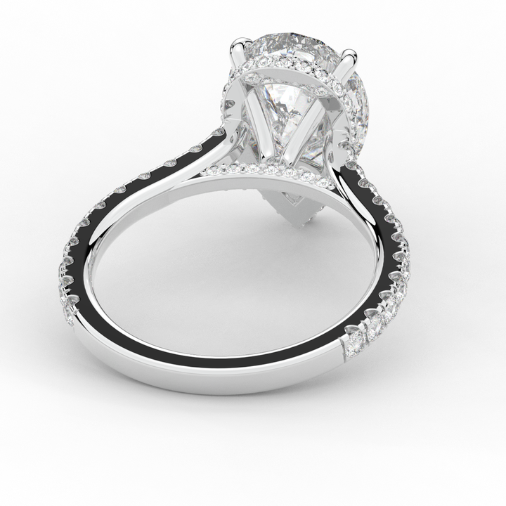 4.60CT.TW PEAR LAB DIAMOND UNDERHALO SOLITAIRE ENGAGEMENT RING - Nazarelle