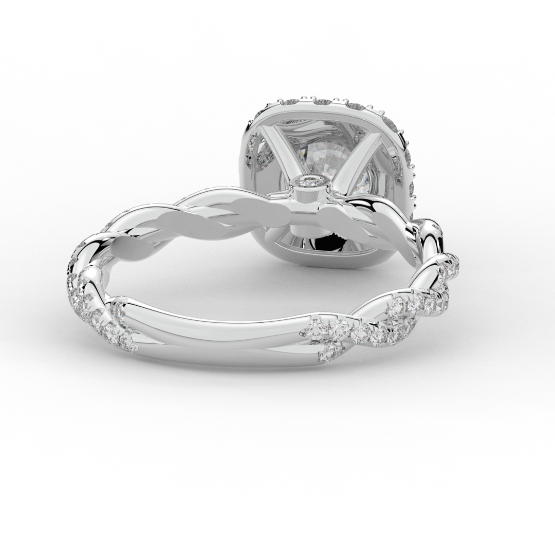 1.55CT.TW ROUND LAB DIAMOND HALO TWIST ENGAGEMENT RING - Nazarelle