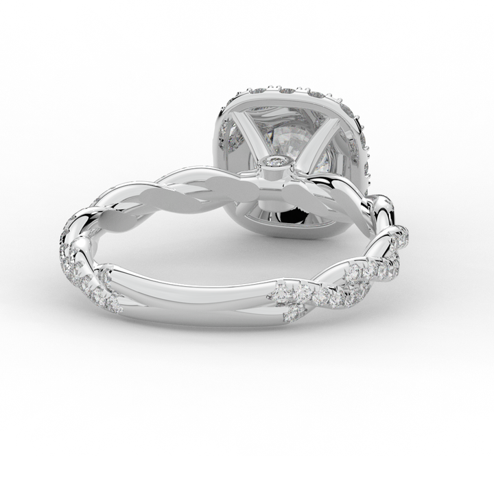1.55CT.TW ROUND LAB DIAMOND HALO TWIST ENGAGEMENT RING - Nazarelle