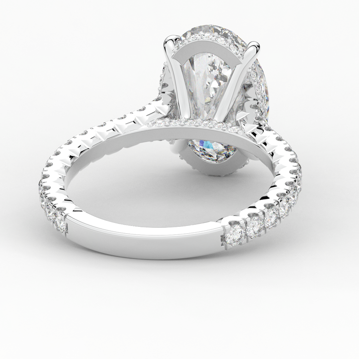 4.70CT.TW OVAL LAB DIAMOND UNDERHALO SOLITAIRE ENGAGEMENT RING - Nazarelle