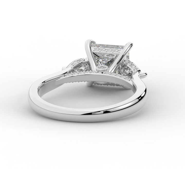 2.40CT.TW PRINCESS LAB DIAMOND 3 STONE ENGAGEMENT RING - Nazarelle