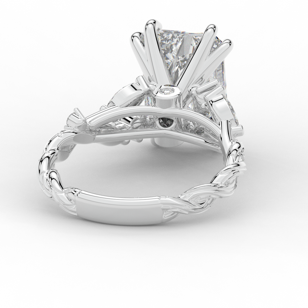 5.30CT.TW RADIANT LAB DIAMOND STYLIZED VINE AND TREE BARK FINISH ENGAGEMENT RING - Nazarelle