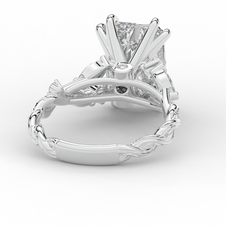 5.30CT.TW RADIANT LAB DIAMOND STYLIZED VINE AND TREE BARK FINISH ENGAGEMENT RING - Nazarelle