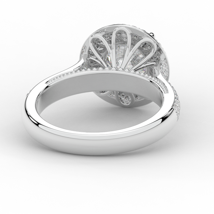 2.45CT.TW ROUND LAB DIAMOND HALO ENGAGEMENT RING - Nazarelle