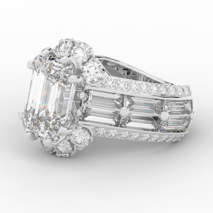 8.25CT.TW EMERALD CUT LAB DIAMOND HALO ENGAGEMENT RING - Nazarelle