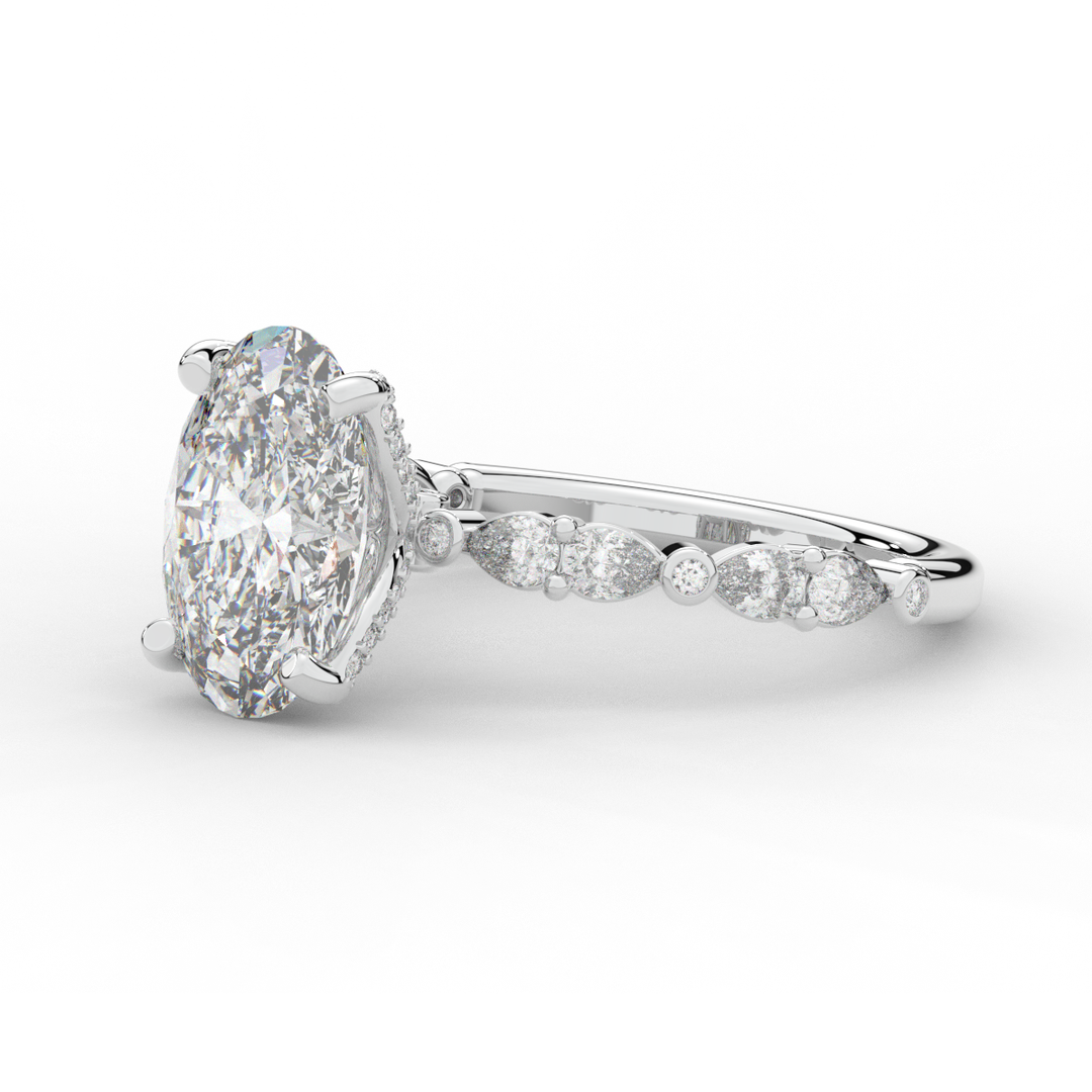 3.60CT.TW OVAL LAB DIAMOND SOLITAIRE ENGAGEMENT RING - Nazarelle