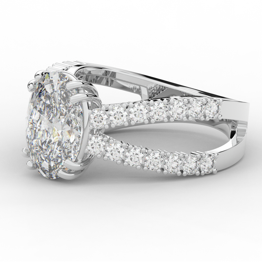 3.75CT.TW OVAL LAB DIAMOND SPLIT BAND ENGAGEMENT RING