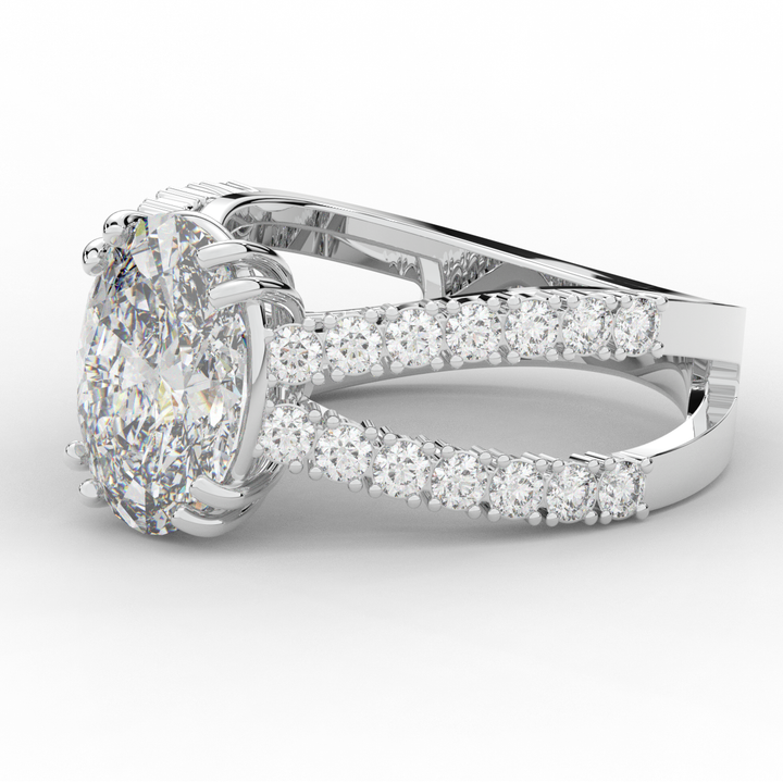 3.75CT.TW OVAL LAB DIAMOND SPLIT BAND ENGAGEMENT RING