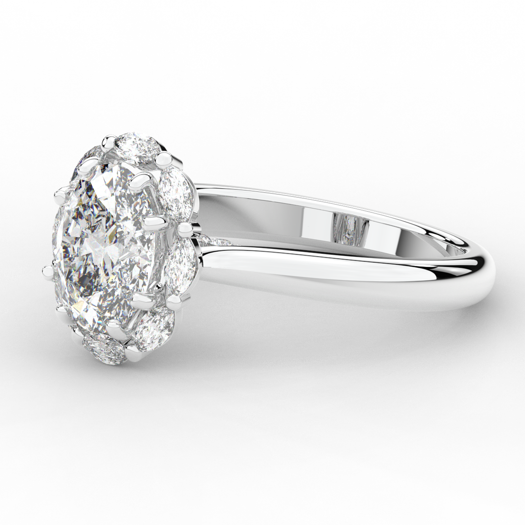 1.90CT.TW OVAL LAB DIAMOND HALO ENGAGEMENT RING - Nazarelle