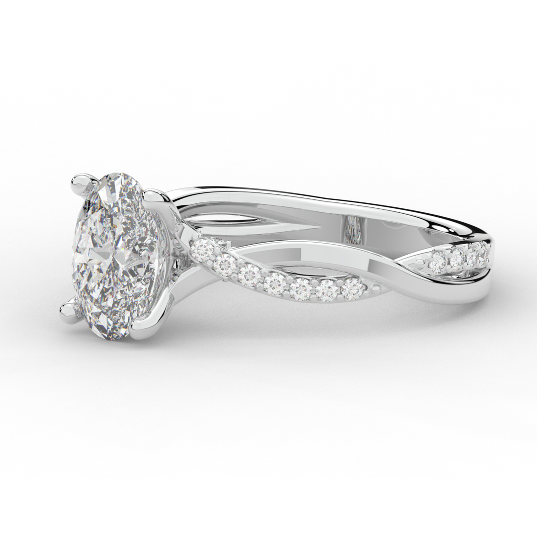 1.70CT.TW OVAL LAB DIAMOND TWIST BAND ENGAGEMENT RING - Nazarelle
