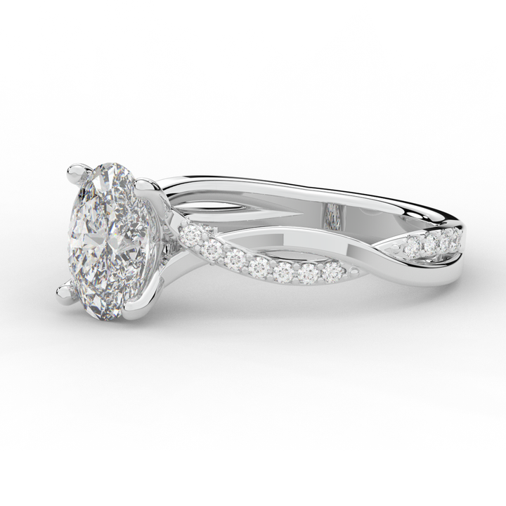 1.70CT.TW OVAL LAB DIAMOND TWIST BAND ENGAGEMENT RING - Nazarelle
