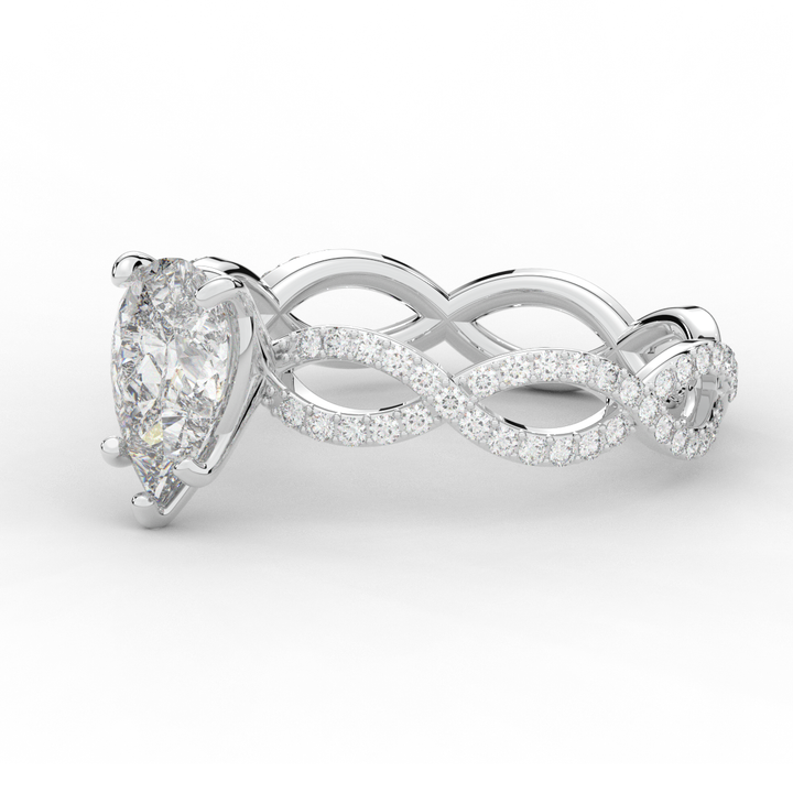 1.30CT.TW PEAR LAB DIAMOND TWIST BAND ENGAGEMENT RING - Nazarelle