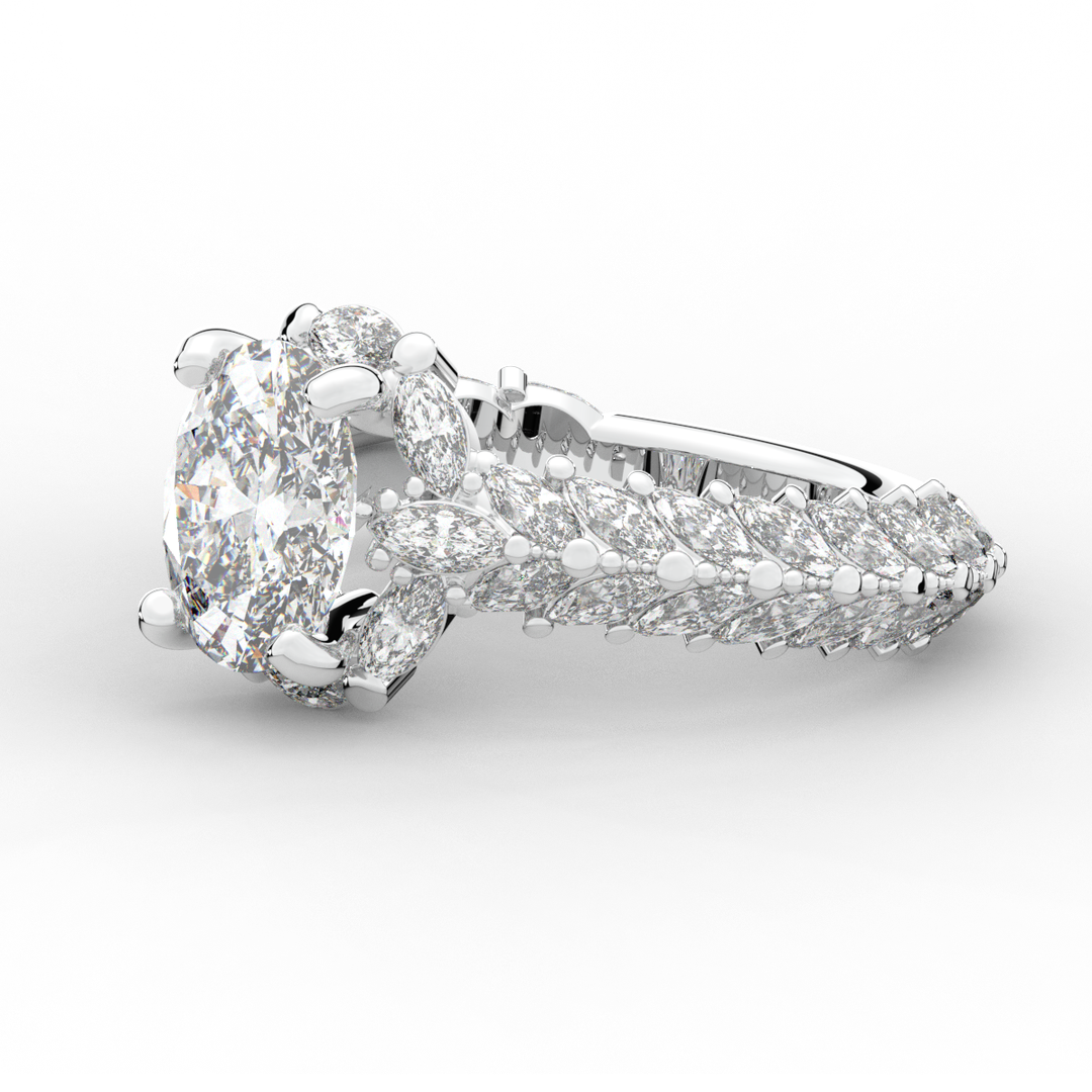 3.10CT.TW OVAL LAB DIAMOND HALO ENGAGEMENT RING - Nazarelle