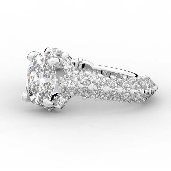 3.10CT.TW OVAL LAB DIAMOND HALO ENGAGEMENT RING - Nazarelle