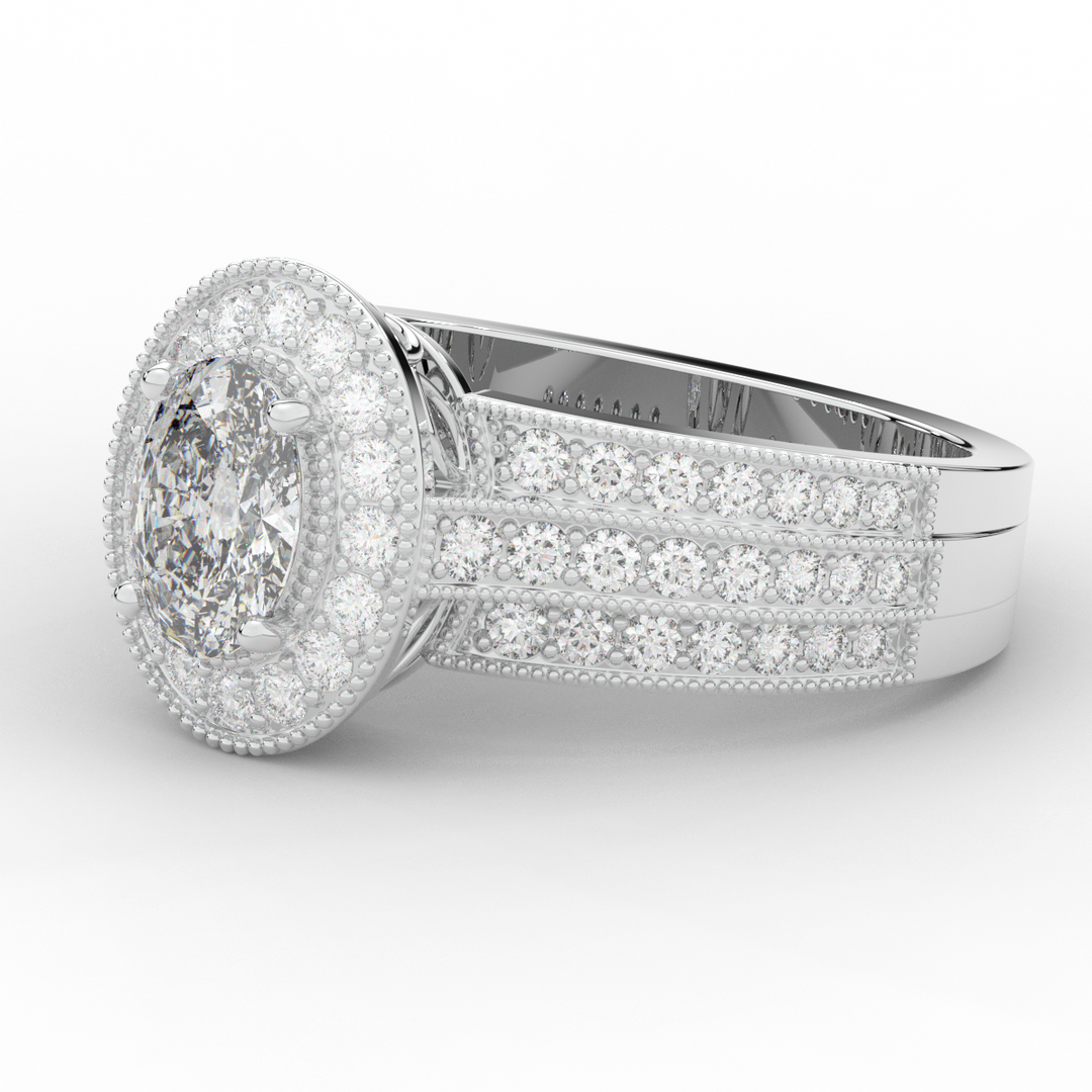 1.80CT.TW OVAL LAB DIAMOND HALO ENGAGEMENT RING - Nazarelle