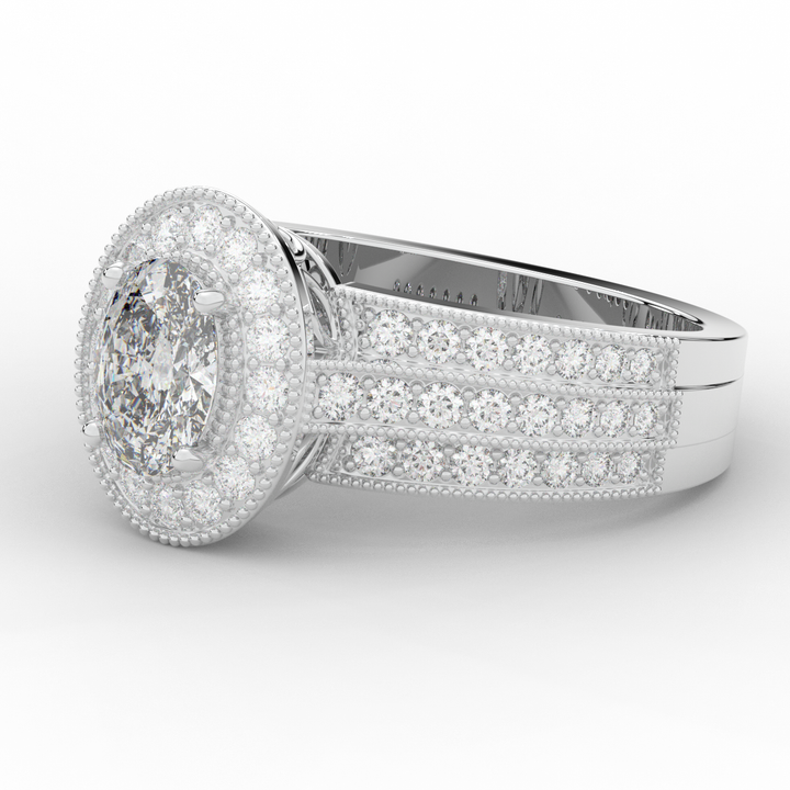1.80CT.TW OVAL LAB DIAMOND HALO ENGAGEMENT RING - Nazarelle