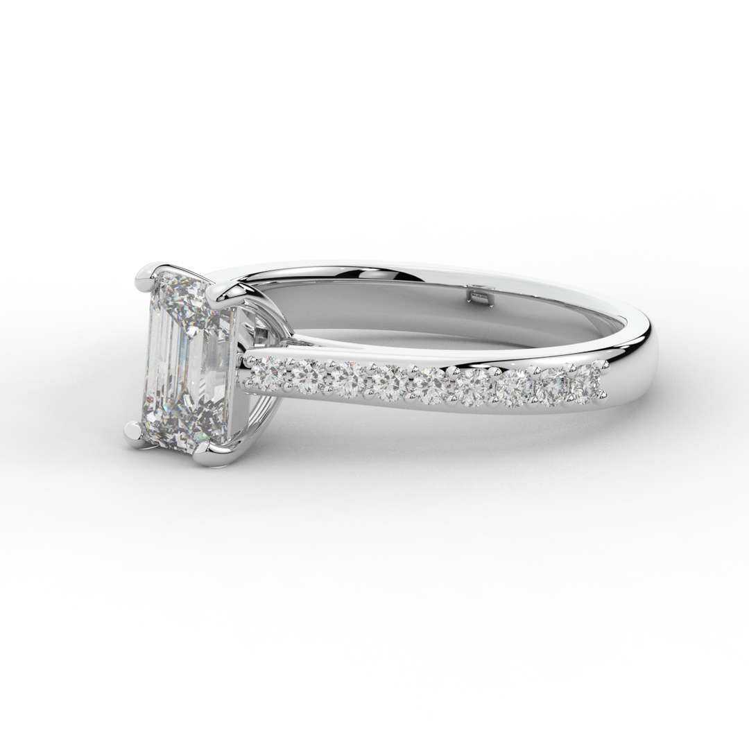 1.25CT.TW EMERALD CUT LAB DIAMOND SOLITAIRE ENGAGEMENT RING - Nazarelle