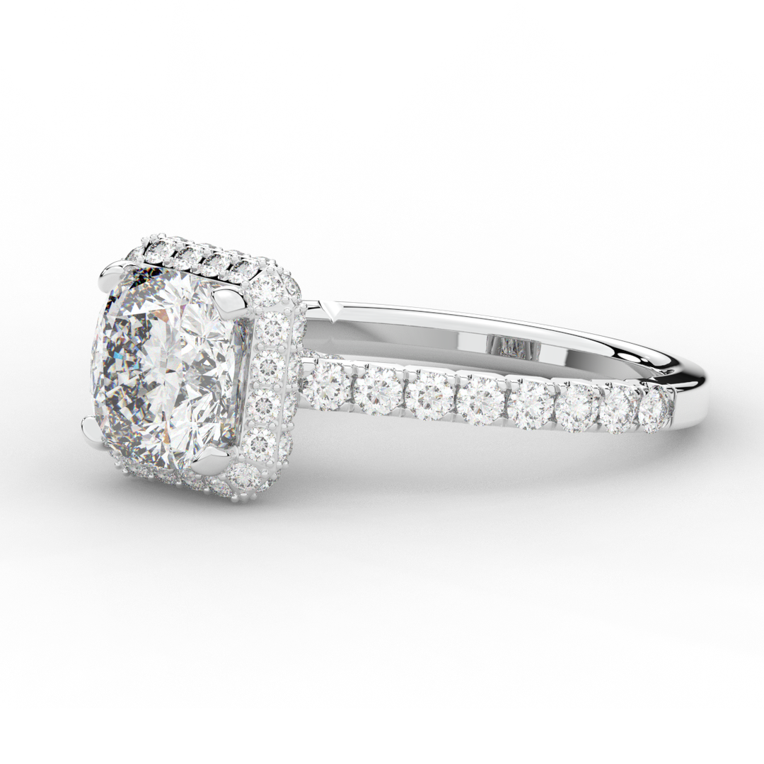 2.75CT.TW CUSHION LAB DIAMOND HALO ENGAGEMENT RING - Nazarelle