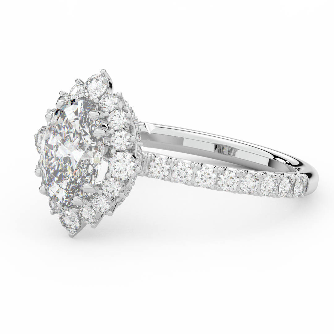 2.80CT.TW OVAL LAB DIAMOND HALO ENGAGEMENT RING - Nazarelle