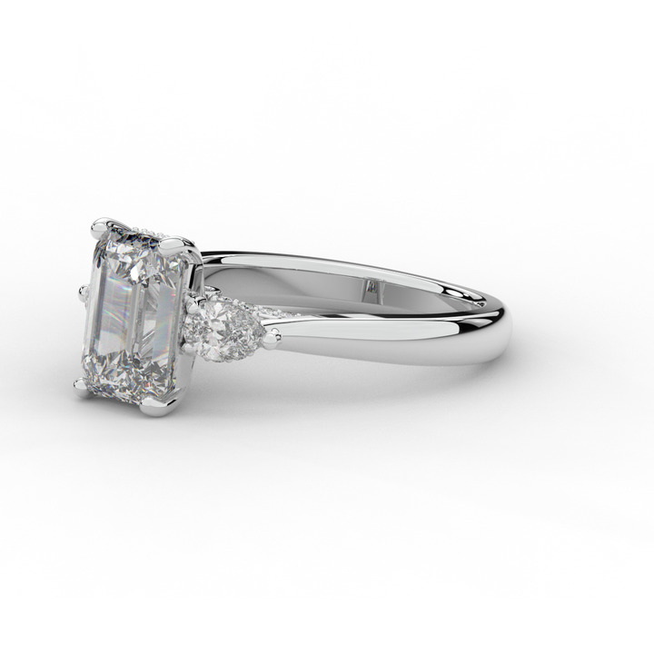 2.40CT.TW EMERALD CUT LAB DIAMOND 3 STONE ENGAGEMENT RING - Nazarelle