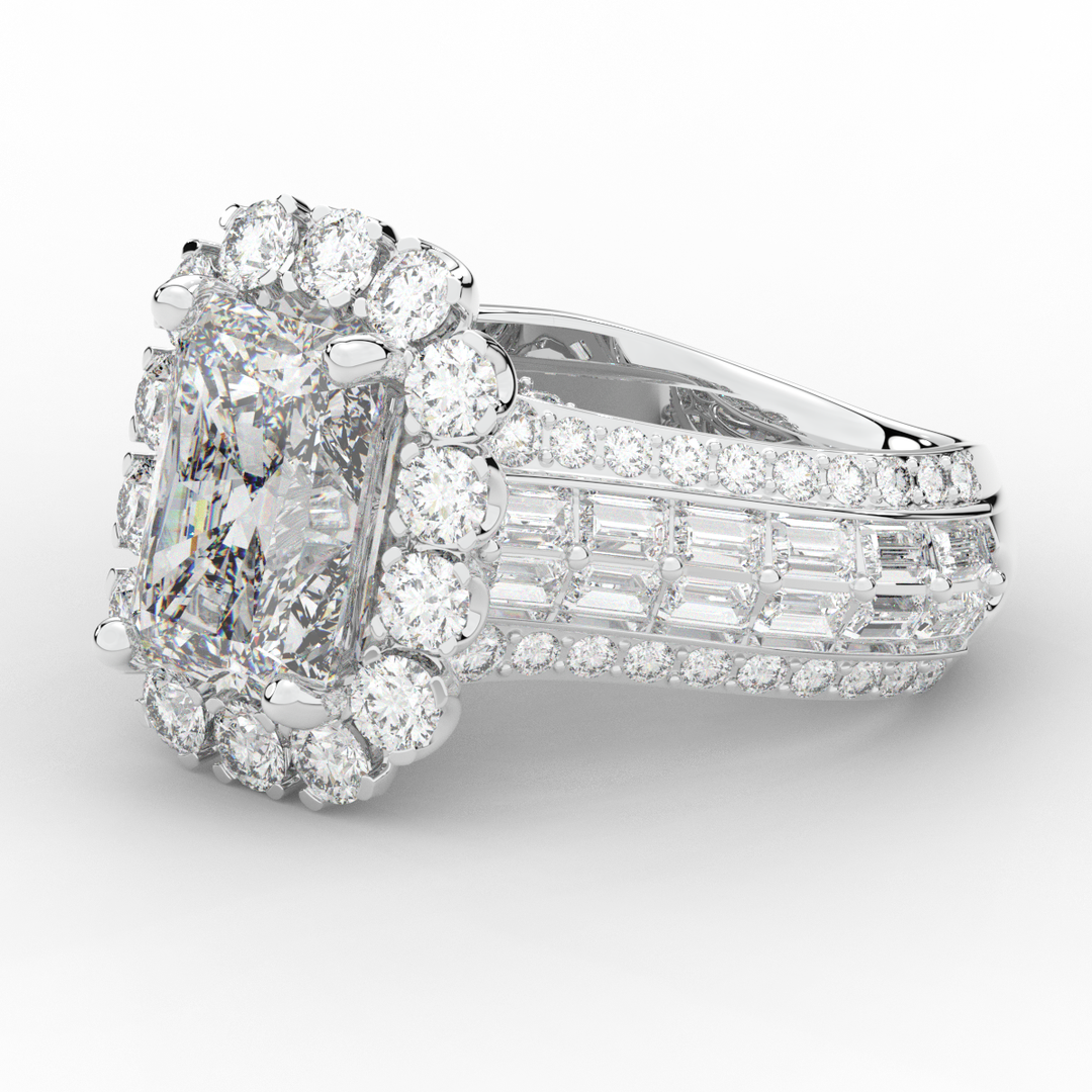 8.00CT.TW RADIANT LAB DIAMOND HALO ENGAGEMENT RING - Nazarelle