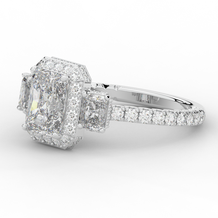 3.20CT.TW RADIANT LAB DIAMOND 3 STONE ENGAGEMENT RING - Nazarelle