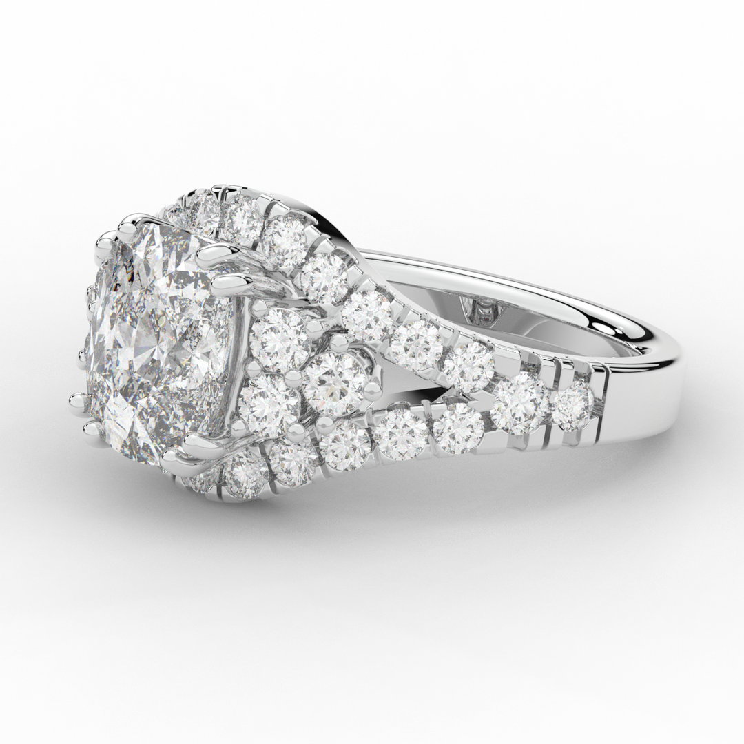 3.10CT.TW CUSHION LAB DIAMOND HALO ENGAGEMENT RING - Nazarelle