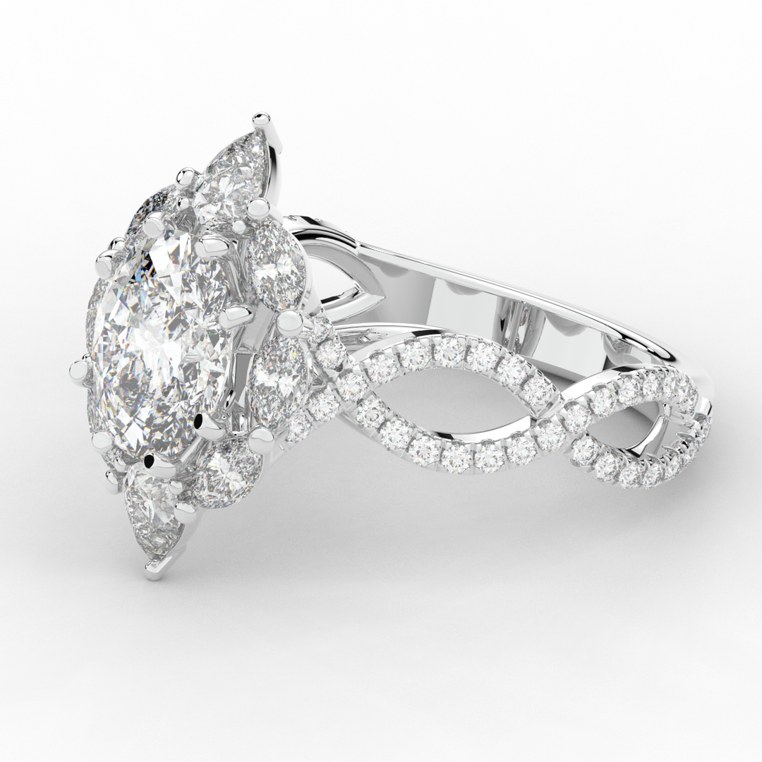 3.00CT.TW OVAL LAB DIAMOND HALO ENGAGEMENT RING - Nazarelle