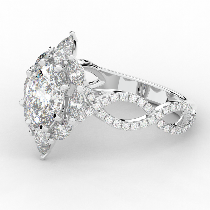 3.00CT.TW OVAL LAB DIAMOND HALO ENGAGEMENT RING - Nazarelle