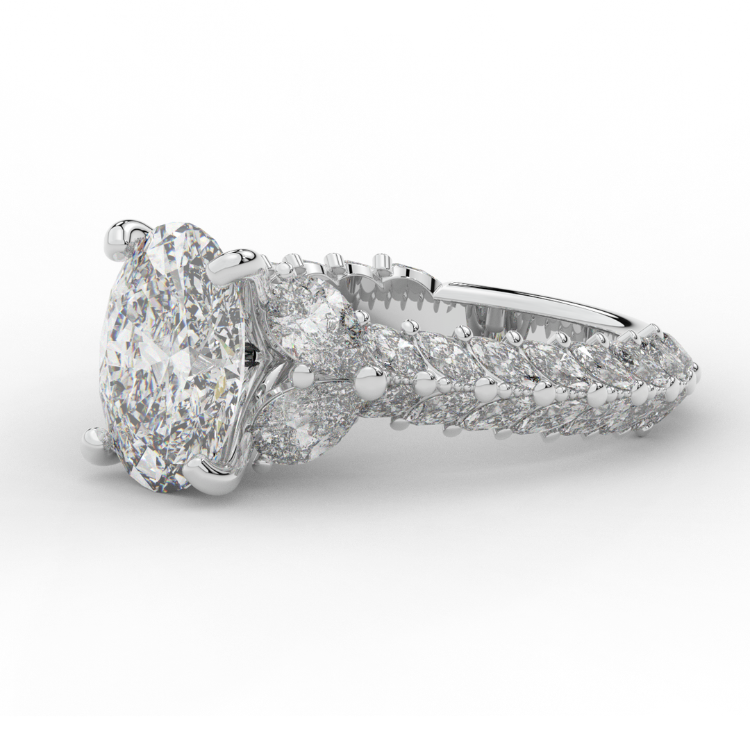5.25CT.TW OVAL LAB DIAMOND HALO ENGAGEMENT RING - Nazarelle
