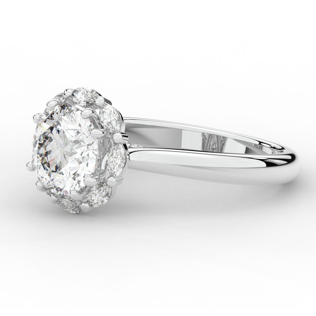 2.40CT.TW ROUND LAB DIAMOND HALO ENGAGEMENT RING - Nazarelle
