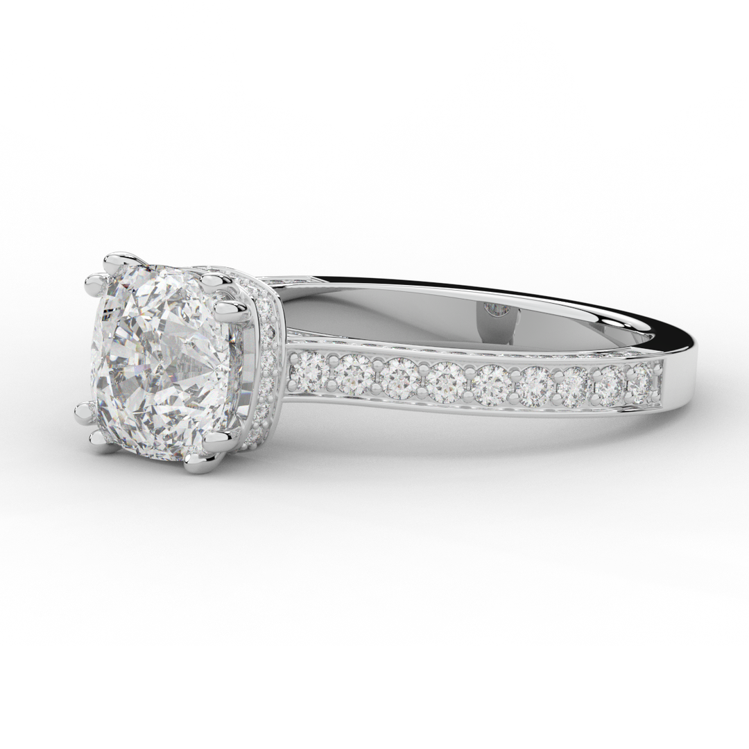 2.60CT.TW CUSHION LAB DIAMOND SOLITAIRE ENGAGEMENT RING - Nazarelle