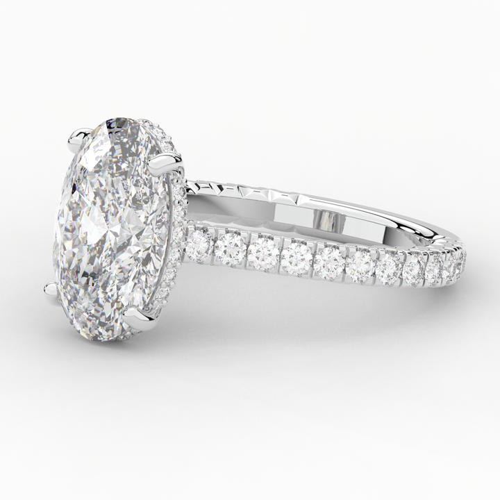 4.70CT.TW OVAL LAB DIAMOND UNDERHALO SOLITAIRE ENGAGEMENT RING - Nazarelle
