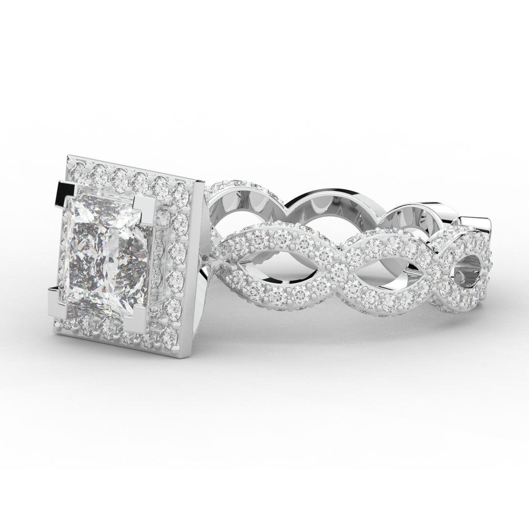 2.40CT.TW PRINCESS LAB DIAMOND HALO ENGAGEMENT RING - Nazarelle