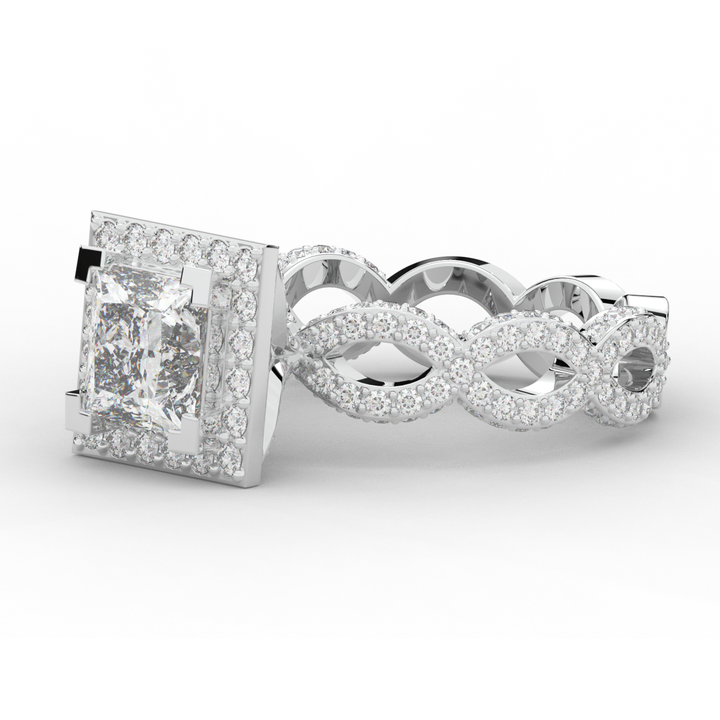 2.40CT.TW PRINCESS LAB DIAMOND HALO ENGAGEMENT RING - Nazarelle