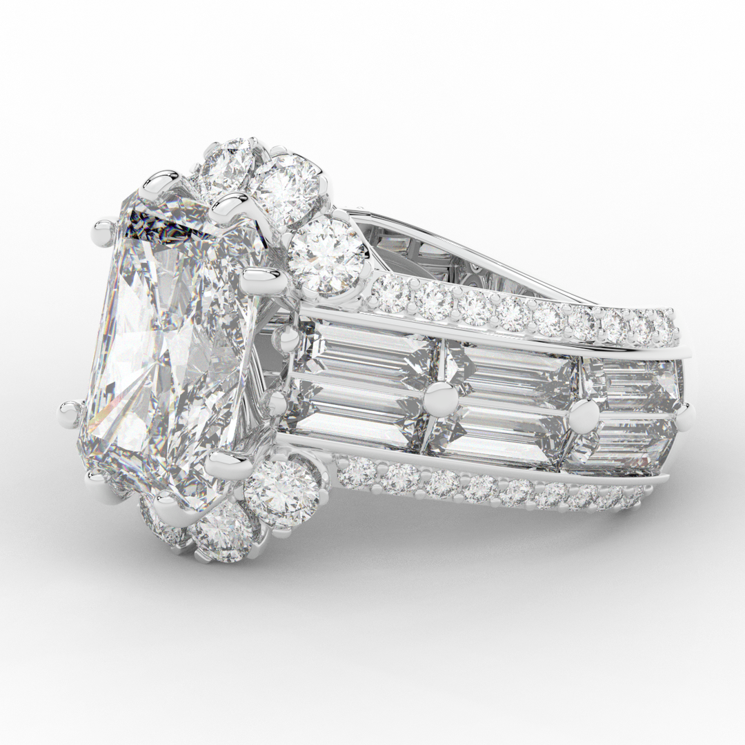 8.25CT.TW RADIANT LAB DIAMOND HALO ENGAGEMENT RING - Nazarelle
