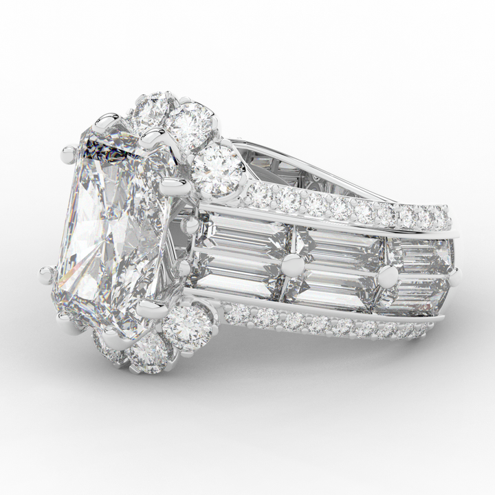 8.25CT.TW RADIANT LAB DIAMOND HALO ENGAGEMENT RING - Nazarelle