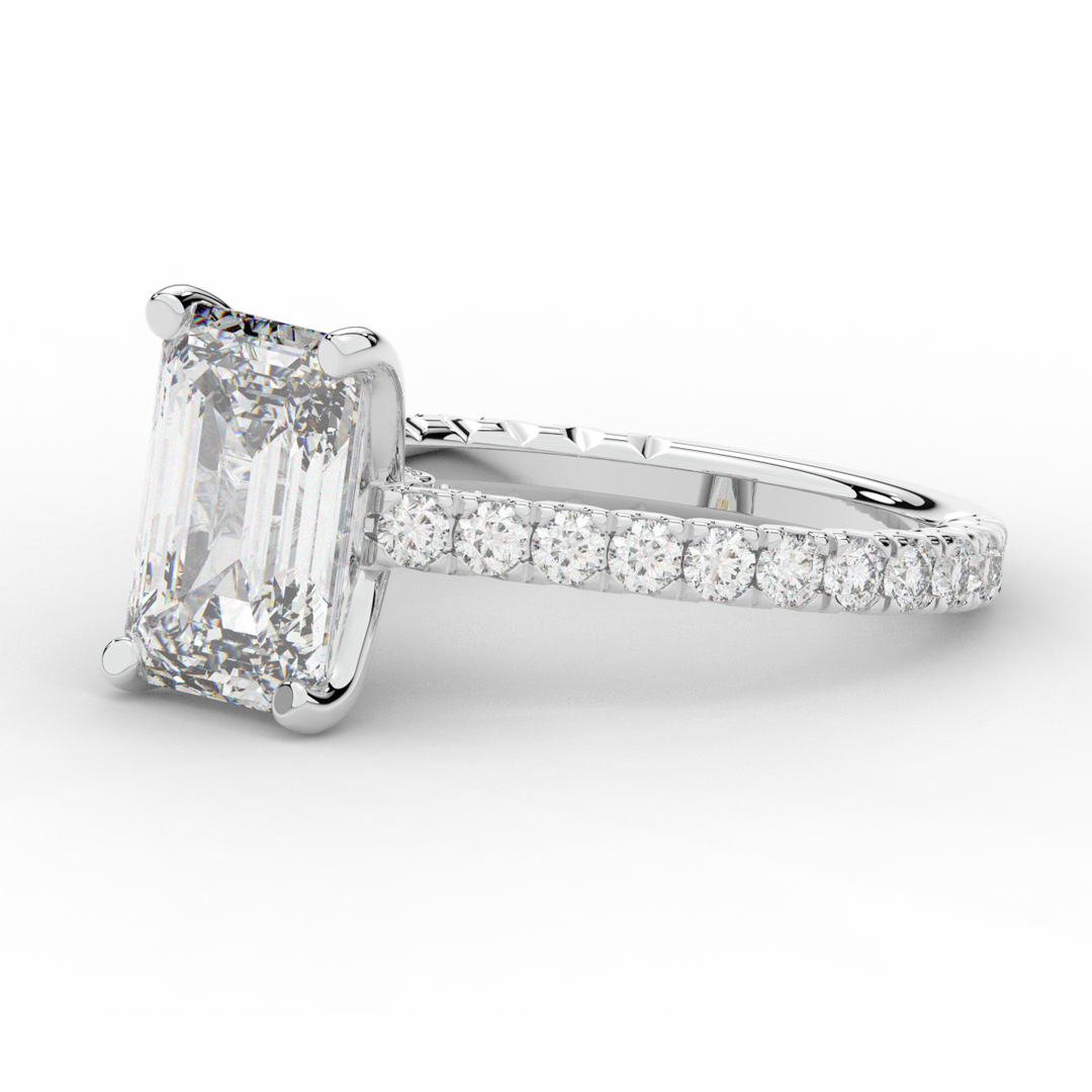 4.25CT.TW EMERALD CUT LAB DIAMOND SOLITAIRE ENGAGEMENT RING - Nazarelle