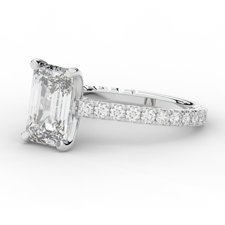 4.25CT.TW EMERALD CUT LAB DIAMOND SOLITAIRE ENGAGEMENT RING - Nazarelle