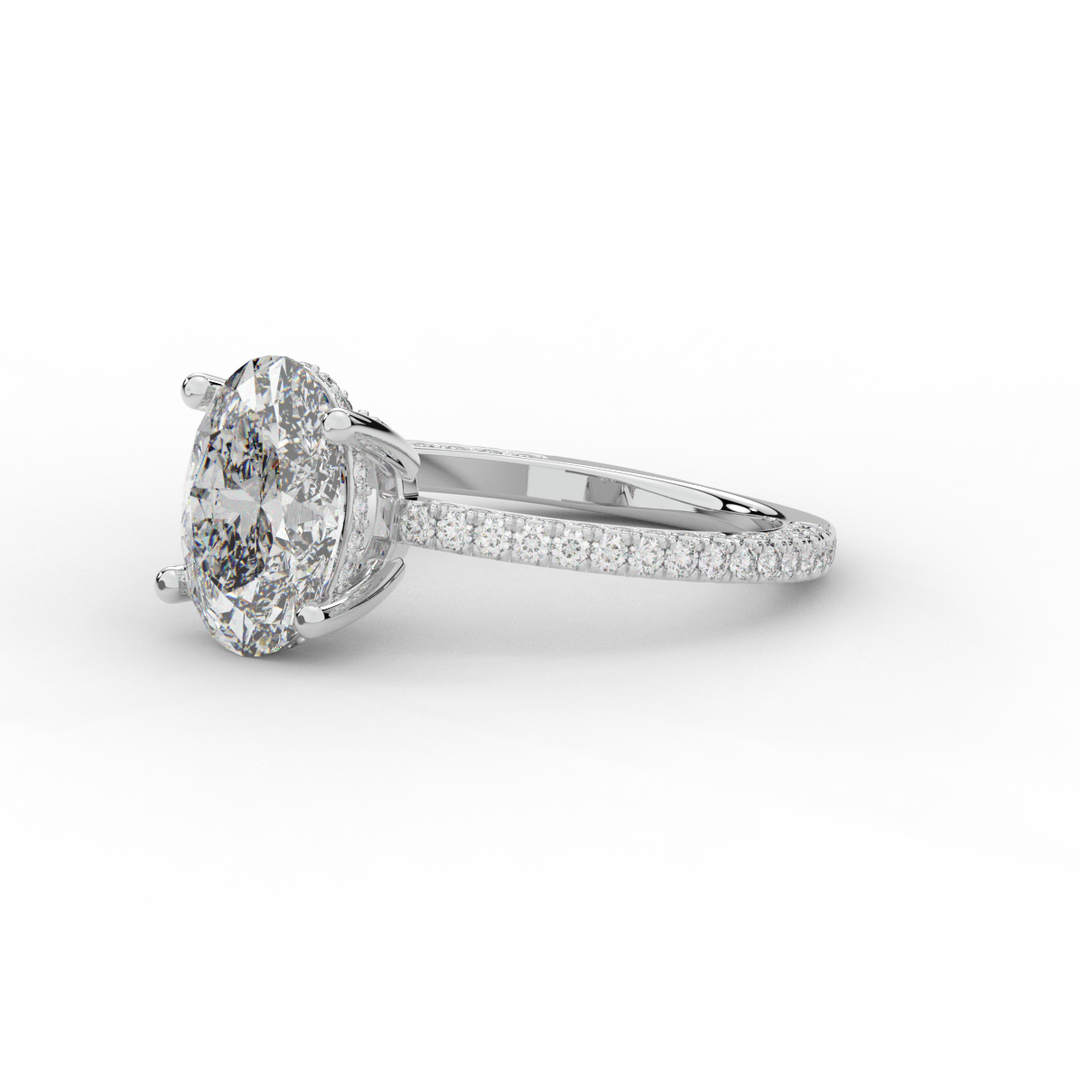 3.15CT.TW OVAL LAB DIAMOND SOLITAIRE ENGAGEMENT RING - Nazarelle