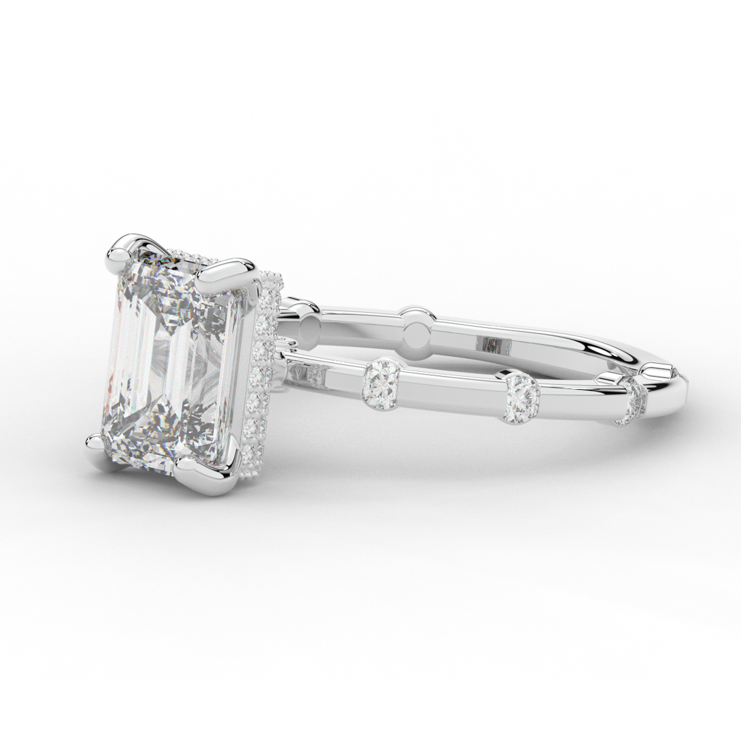 2.60CT.TW RADIANT LAB DIAMOND UNDERHALO SOLITAIRE ENGAGEMENT RING - Nazarelle