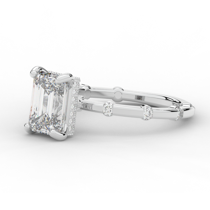 2.60CT.TW RADIANT LAB DIAMOND UNDERHALO SOLITAIRE ENGAGEMENT RING - Nazarelle