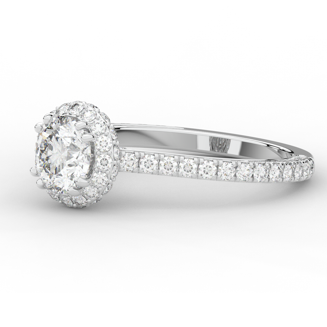 1.90CT.TW ROUND LAB DIAMOND HALO ENGAGEMENT RING - Nazarelle