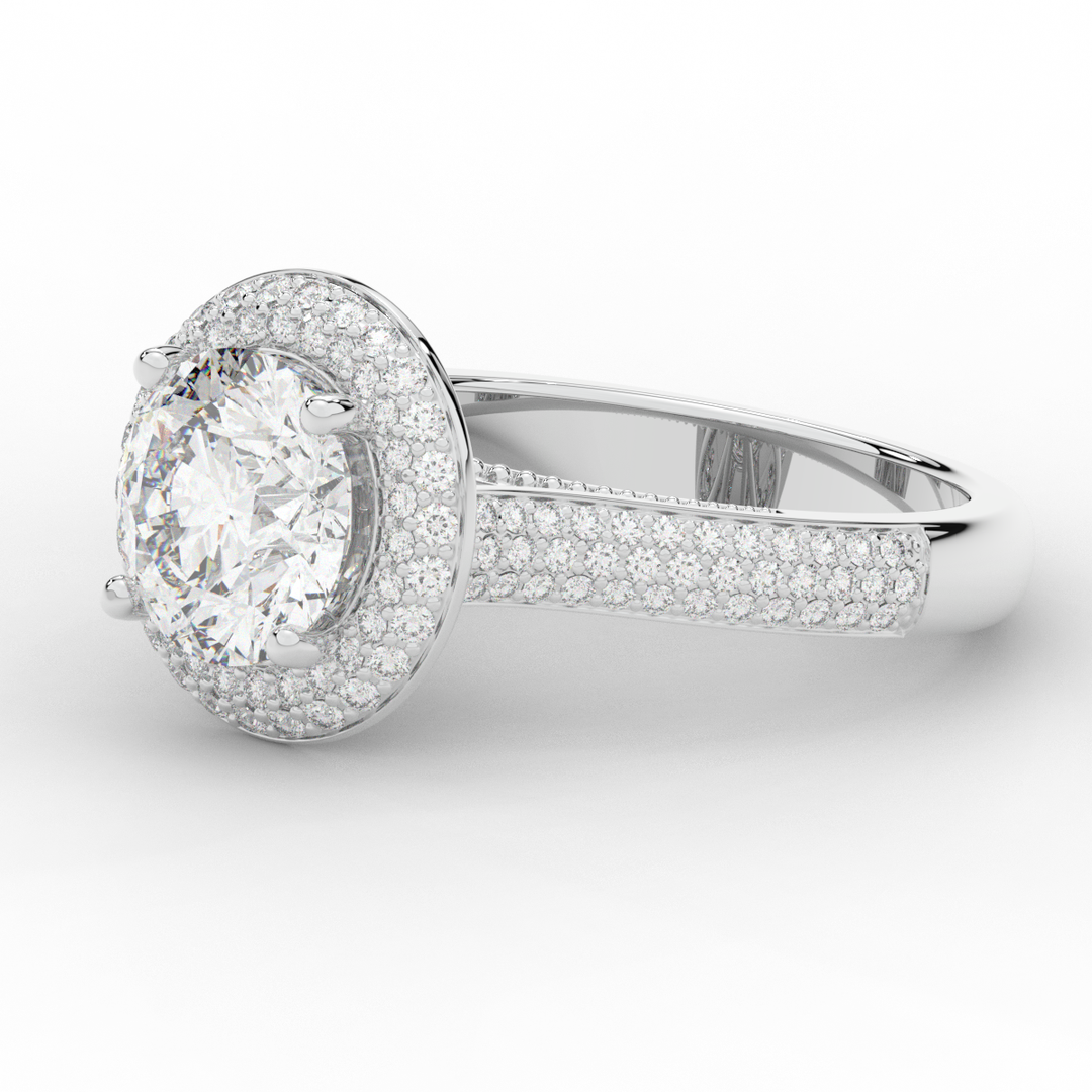 2.45CT.TW ROUND LAB DIAMOND HALO ENGAGEMENT RING - Nazarelle
