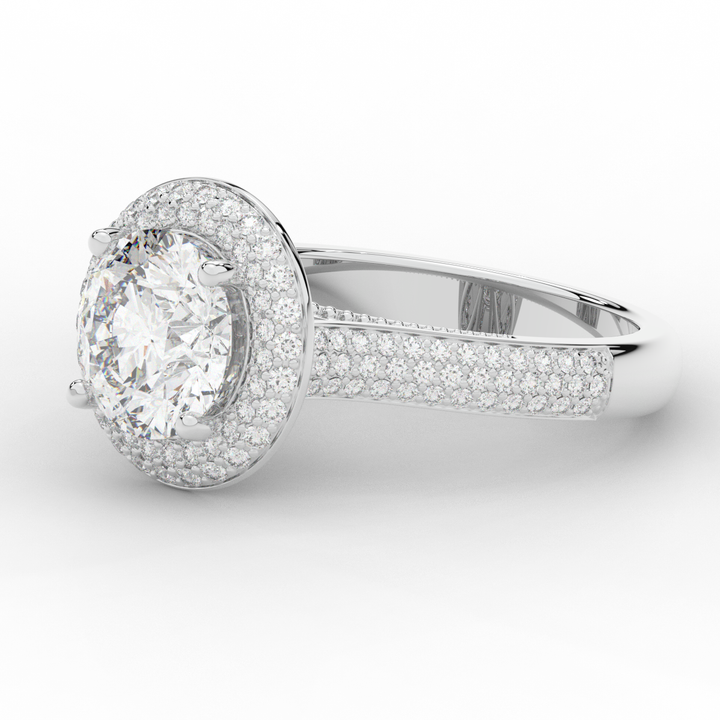 2.45CT.TW ROUND LAB DIAMOND HALO ENGAGEMENT RING - Nazarelle