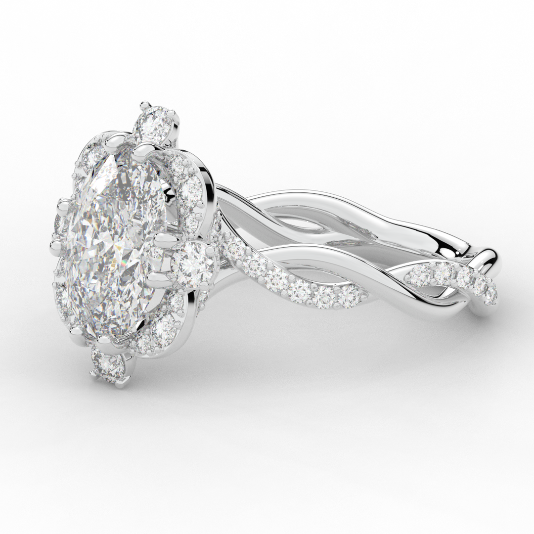 2.70CT.TW OVAL LAB DIAMOND HALO ENGAGEMENT RING - Nazarelle