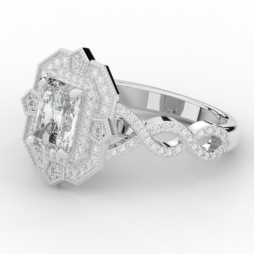 1.90CT.TW RADIANT LAB DIAMOND HALO ENGAGEMENT RING - Nazarelle